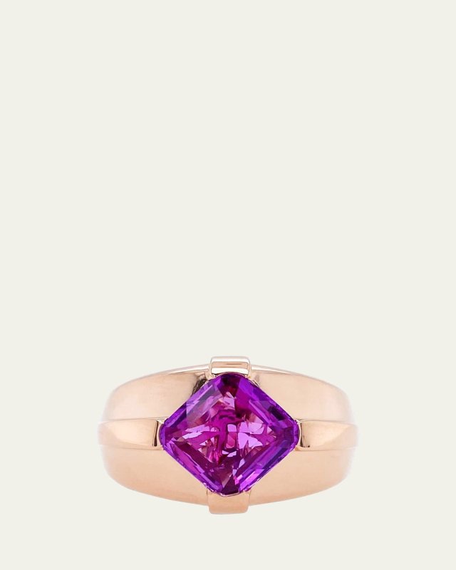 18K Rose Gold Pink Sapphire Statement Ring
